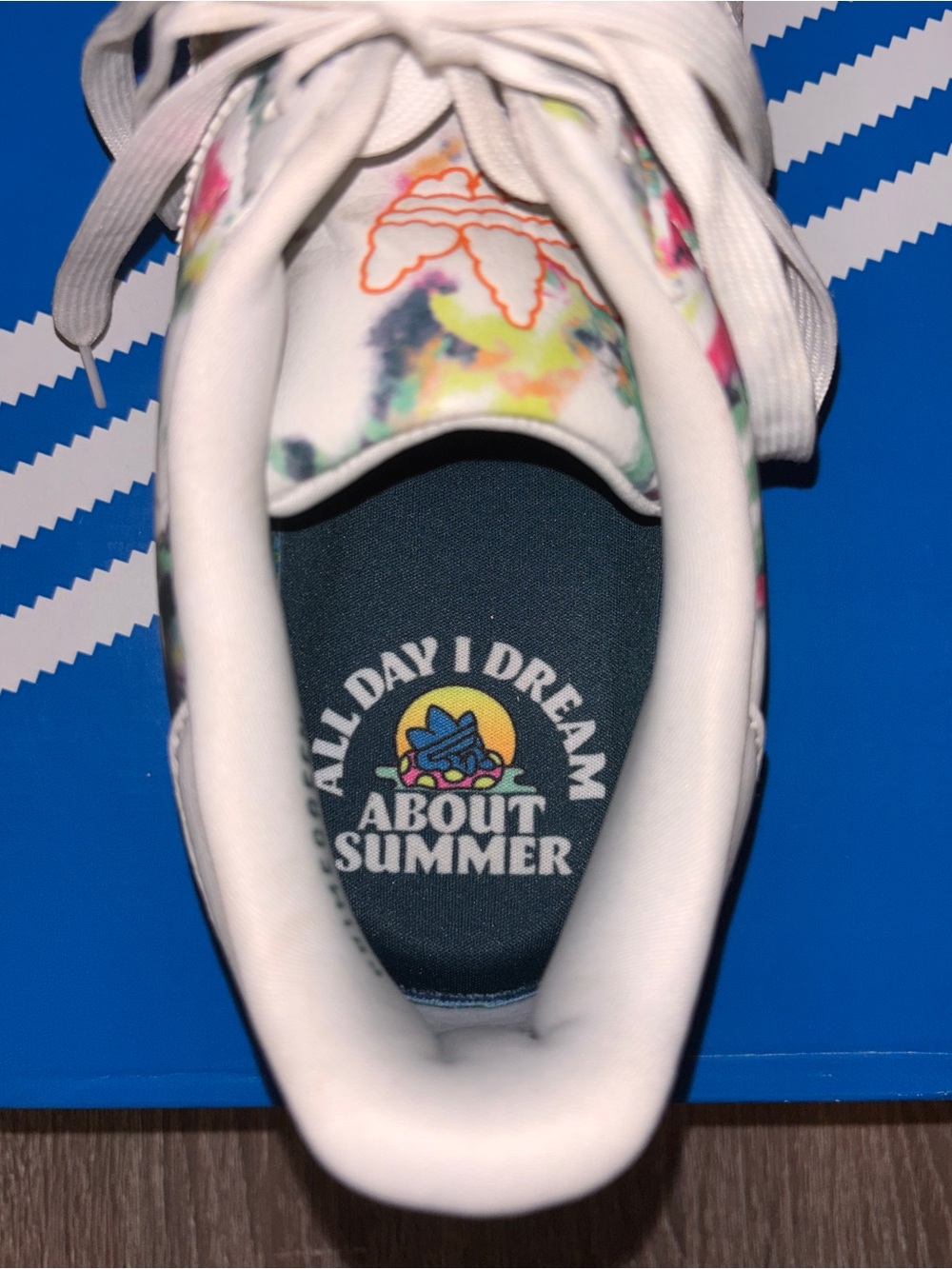 adidas White Multicolor Watercolor Print Superstar Sneakers - Picture 9 of 9